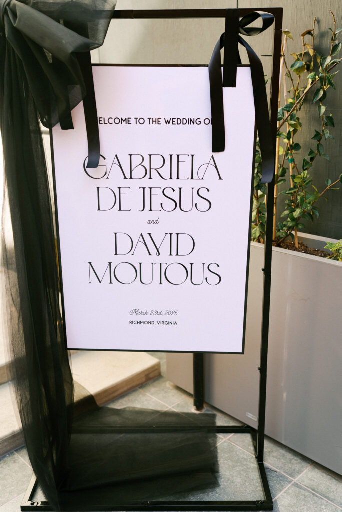 Welcome sign at the wedding